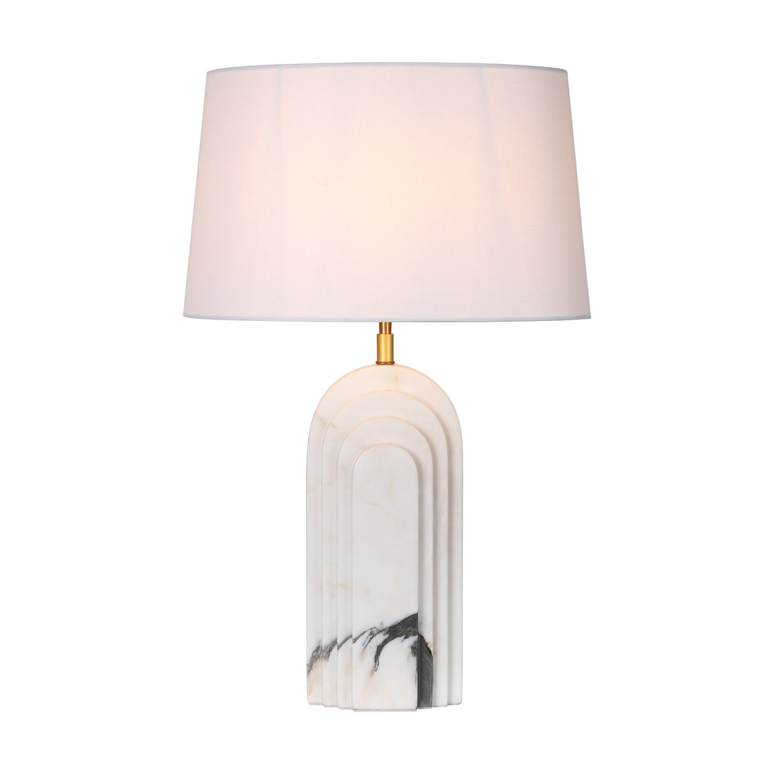 Arc layers white marble table lamp